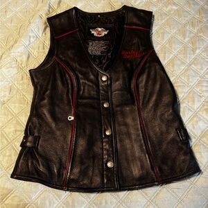 Harley-Davidson Women's Black Vest with Red Detailing